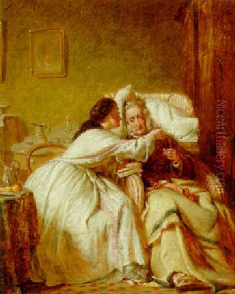 Nursing The Sick Father Oil Painting by David Bles