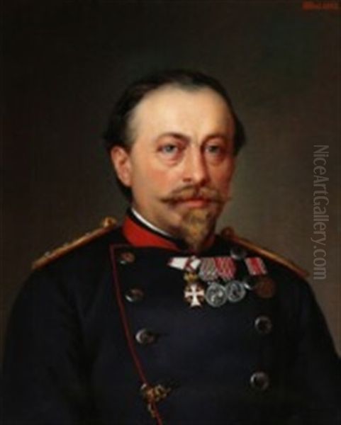 Portrait Of An Officer Oil Painting by Johan Peter Bless
