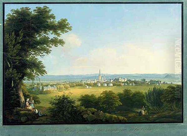 View Of Bonn (?) Seen From The Montagne De La Croix Oil Painting by Johann Ludwig (Louis) Bleuler