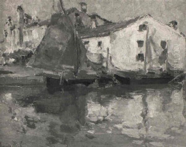 Fischerboote In Sudlichem Hafen Oil Painting by Maurice Blieck