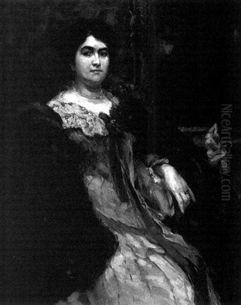 Portrait Of A Seated Lady Oil Painting by Maurice Blieck