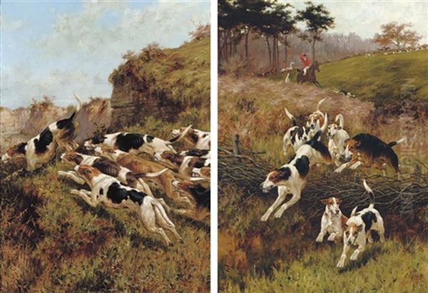 The Pack Splits (+ Another; Pair) Oil Painting by Thomas Blinks