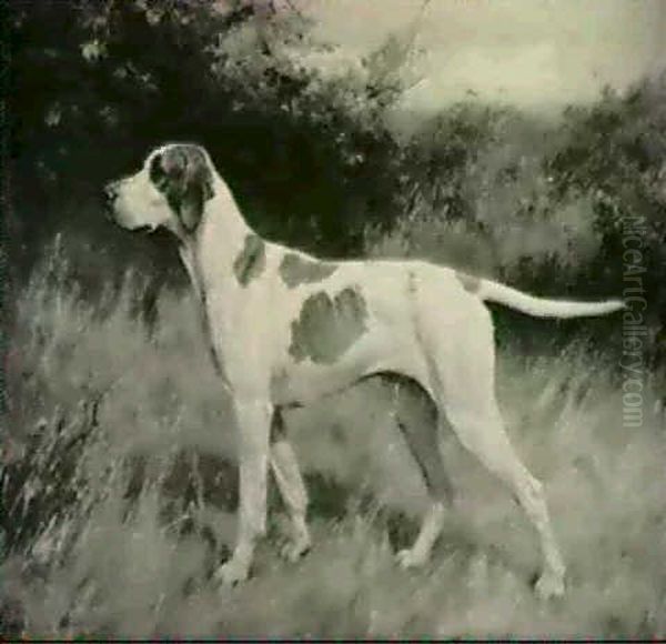 On Point/portrait Of A Huntsman's Dog Oil Painting by Thomas Blinks