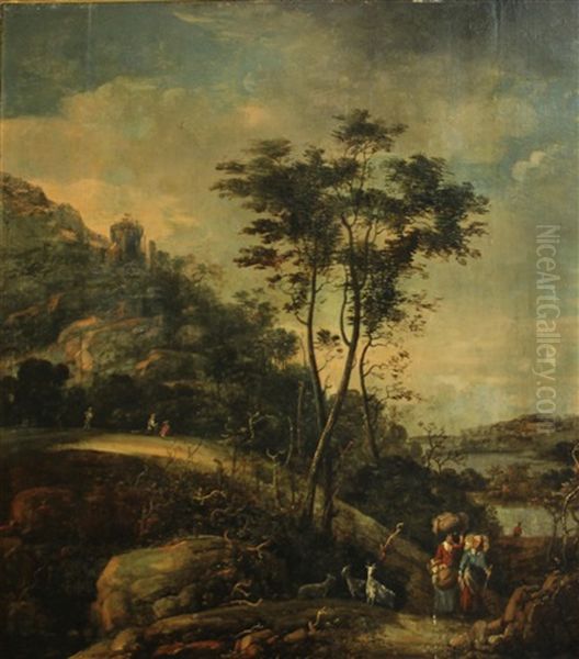 An Extensive Landscape With Figures On A Track Oil Painting by Abraham Bloemaert