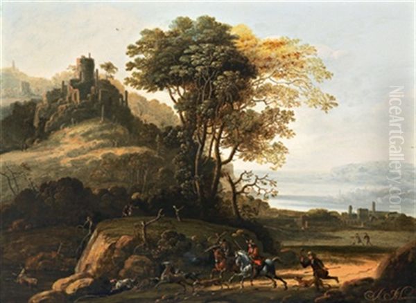 Elegante Gesellschaft Bei Der Hirschjagd Oil Painting by Abraham Bloemaert