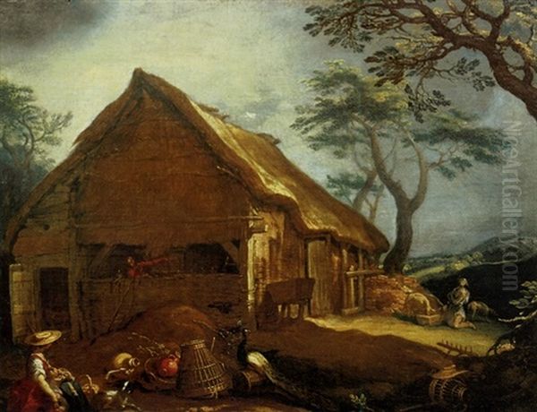 A Farmhouse With The Prodigal Son Oil Painting by Abraham Bloemaert