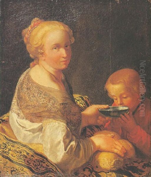 La Charite Oil Painting by Abraham Bloemaert