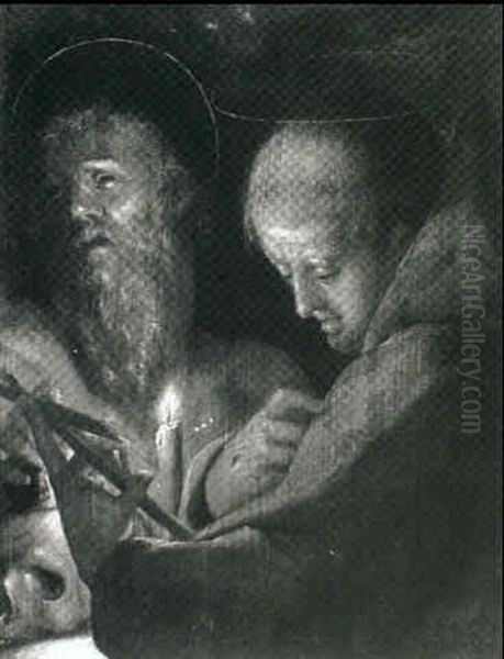 Saint Francis And Saint Jerome Oil Painting by Abraham Bloemaert