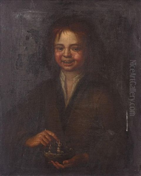 Portrait Of A Young Boy Holding A Bird's Nest Oil Painting by Hendrick Bloemaert