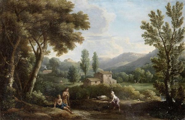 An Extensive River Landscape Oil Painting by Jan Frans van Bloemen