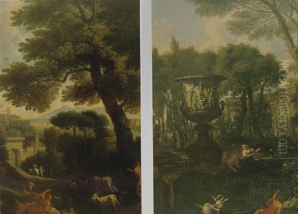 Paesaggio Romano Pastori E Armenti Oil Painting by Jan Frans van Bloemen