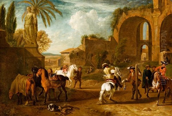 Reitschule Oil Painting by Pieter van Bloemen