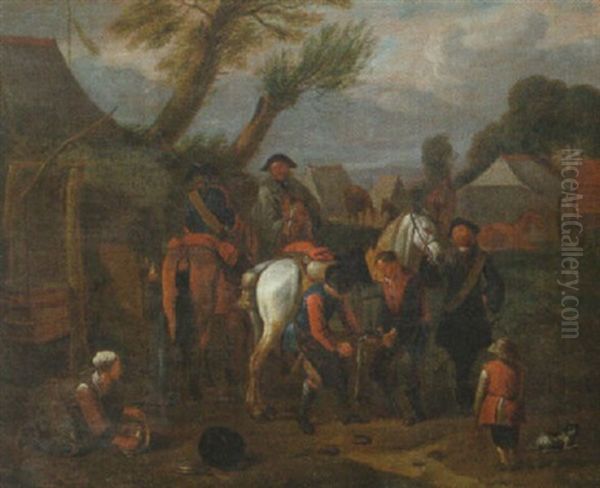 Hovslagare Vid Militart Lager Oil Painting by Pieter van Bloemen