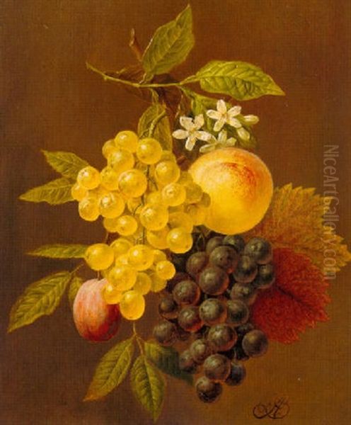 Stilleven Met Druiven En Perziken Oil Painting by Arnoldus Bloemers