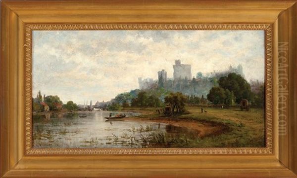 Windsor Castle From The River Thames Oil Painting by Hiram Reynolds Bloomer