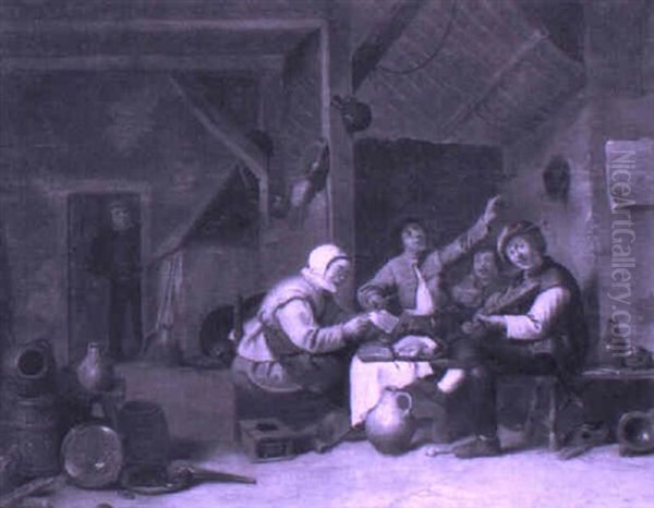 Boors Merrymaking In A Barn Interior Oil Painting by Pieter de Bloot
