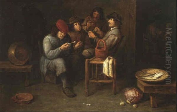 Reunion De Fumeurs Dans Une Taverne Oil Painting by Pieter de Bloot