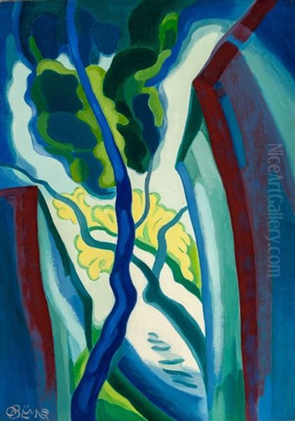 Moonlight On A Creek Oil Painting by Oscar Bluemner