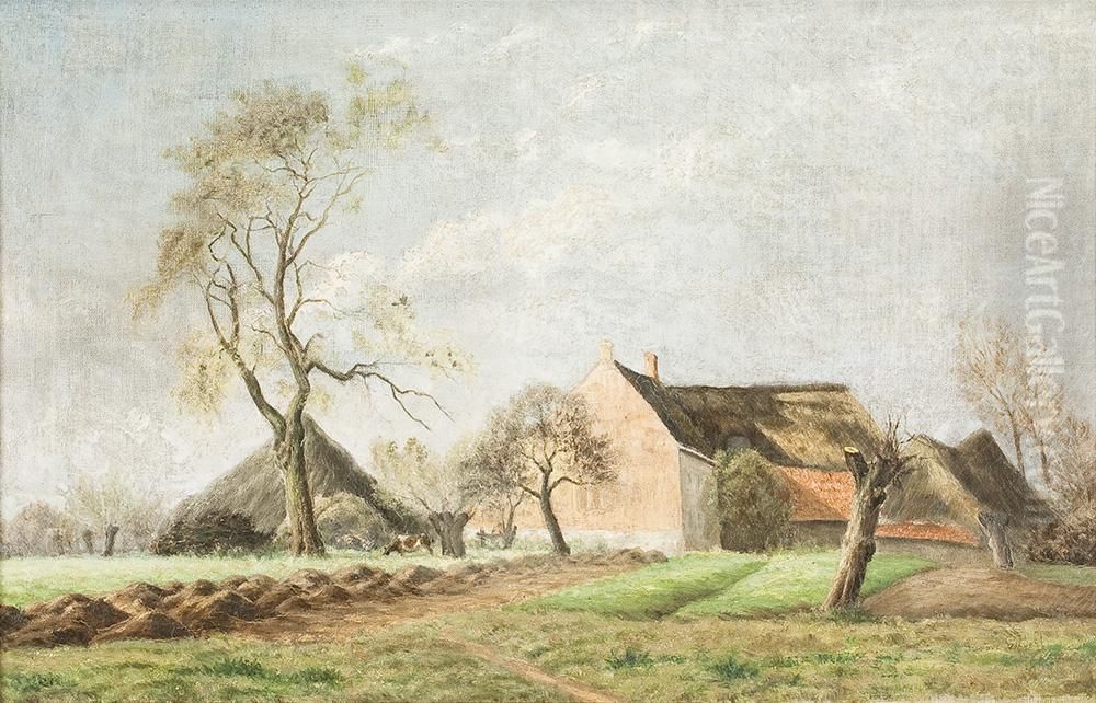 Landschaft Mit Gehoftim Fruhjahr Oil Painting by Gustave Albert