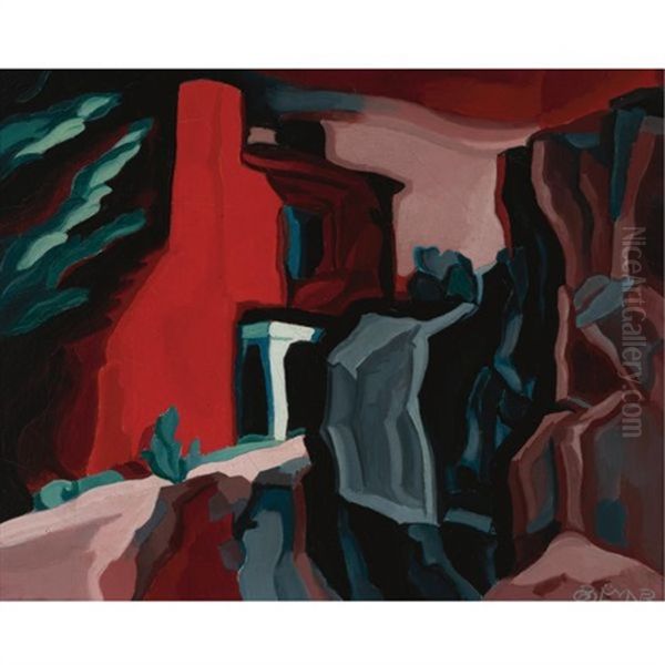 Red Night. Thoughts Oil Painting by Oscar Bluemner