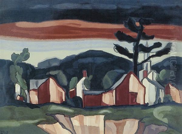 Colors Of Dawn Oil Painting by Oscar Bluemner