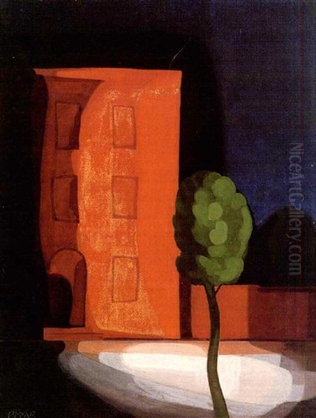 Summer Night (red Flat) Oil Painting by Oscar Bluemner