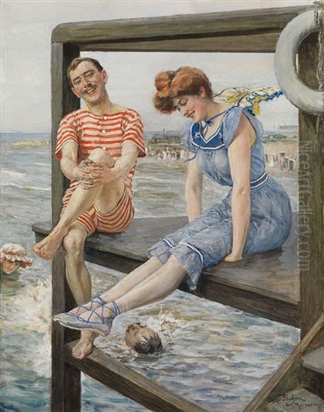 Badevergnugen Oil Painting by Oscar Bluhm