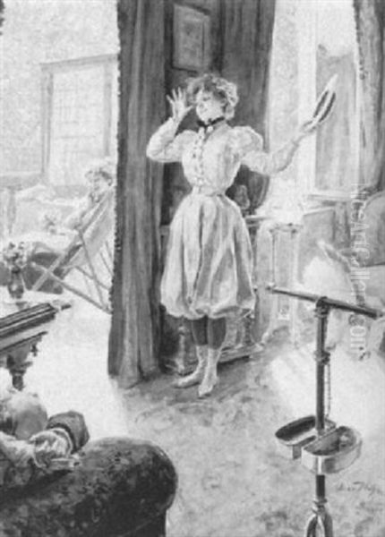 Die Ruckkehr Vom Fahrradausflug Oil Painting by Oscar Bluhm