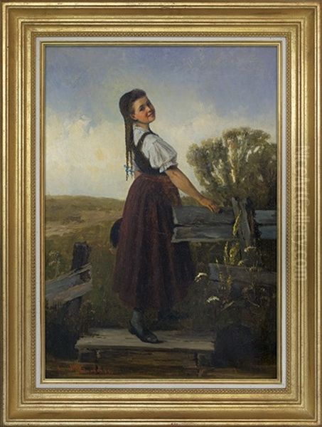 Country Girl Oil Painting by Edmund Blume