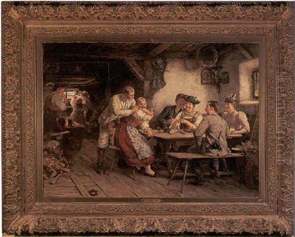 Playful Moments Oil Painting by Ludwig Blume-Siebert