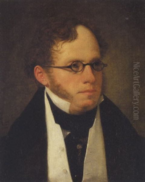 Forfatteren Christian Winther I Sort Jakke Og Hvide Fadermordere Oil Painting by Detlev Konrad Blunck