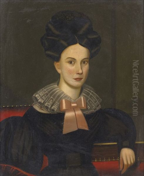 Portrait Of A Young Lady With Extravagant Coiffure Oil Painting by John Sherburne Blunt