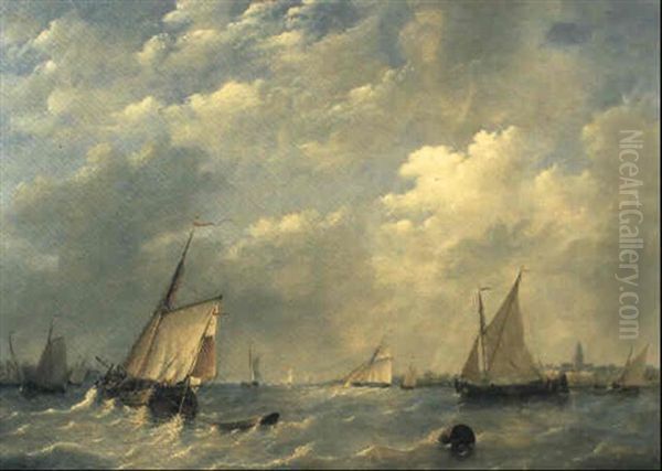 Marine Oil Painting by Frans Jacobus van den Blyk