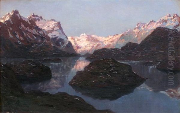 Lac En Montagne Oil Painting by Anna Katarina Boberg