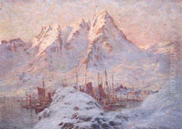 Coucher De Soleil Sur Les Fjords A Djurgarden Oil Painting by Anna Katarina Boberg