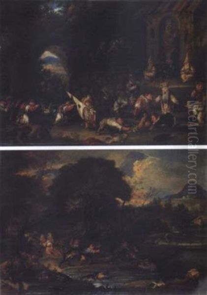 Battaglia Tra Nani E Rane Oil Painting by Faustino Bocchi