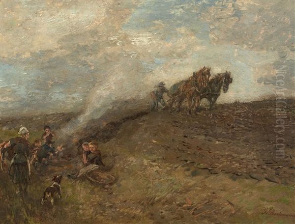 Bauern Bei Der Feldarbeit Oil Painting by Gregor von Bochmann the Elder