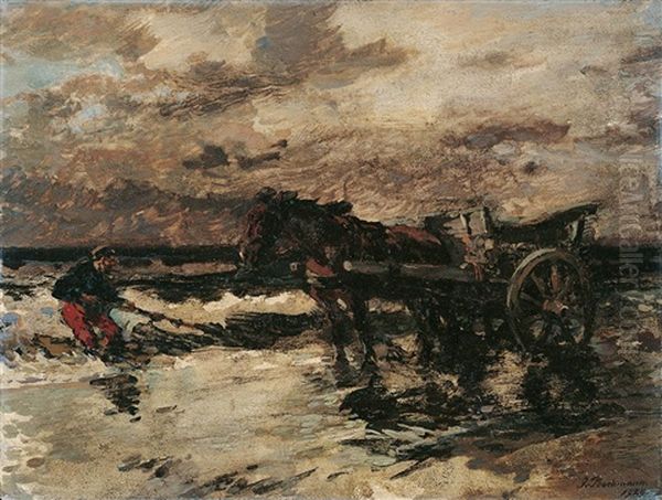 Pferdekarren Am Strand Oil Painting by Gregor von Bochmann the Elder