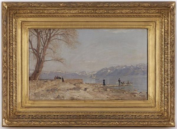 Au Bord Du Lac Oil Painting by Francois-Louis-David Bocion