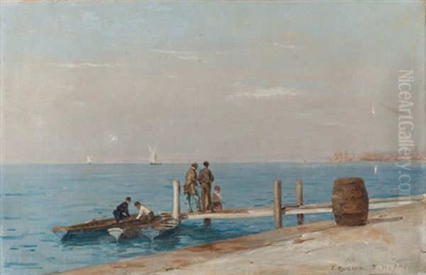 Animation Sur Le Ponton De Dorigny Oil Painting by Francois-Louis-David Bocion