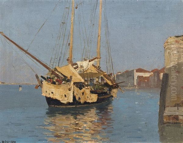 Venise: Un Trabaccolo Oil Painting by Francois-Louis-David Bocion