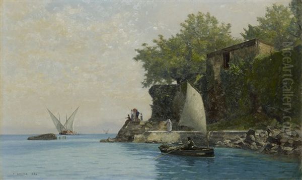 Rive Du Leman A La Tour-de-peilz Oil Painting by Francois-Louis-David Bocion