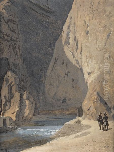 L'entree Des Gorges Du Trient Oil Painting by Francois-Louis-David Bocion
