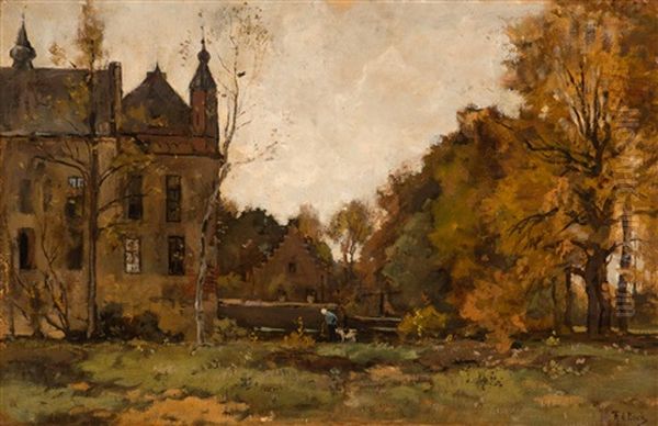View Of Doorwerth Castle Oil Painting by Theophile Emile Achille De Bock