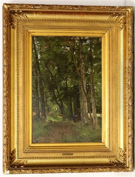 Vrouw In Boslandschap Oil Painting by Theophile Emile Achille De Bock