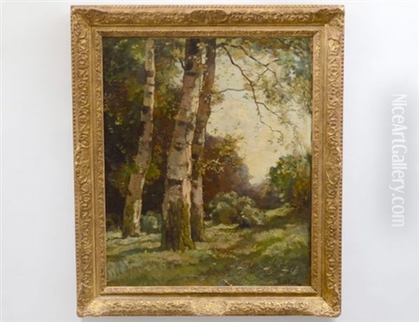 Forest Landscape Oil Painting by Theophile Emile Achille De Bock
