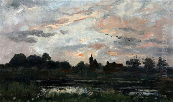 Avondlandschap Oil Painting by Theophile Emile Achille De Bock