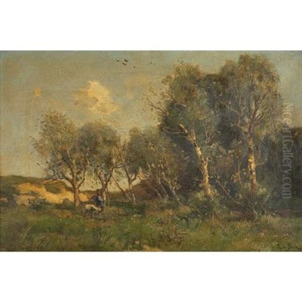 The Edge Of A Wood Oil Painting by Theophile Emile Achille De Bock