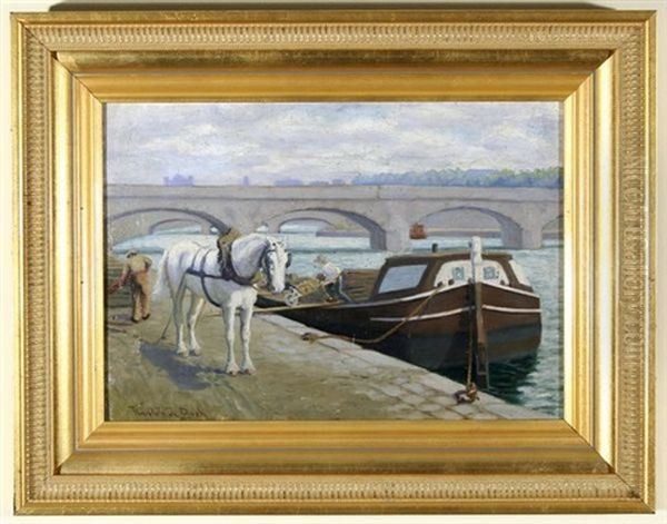Unloading The Riverboat Oil Painting by Theophile Emile Achille De Bock