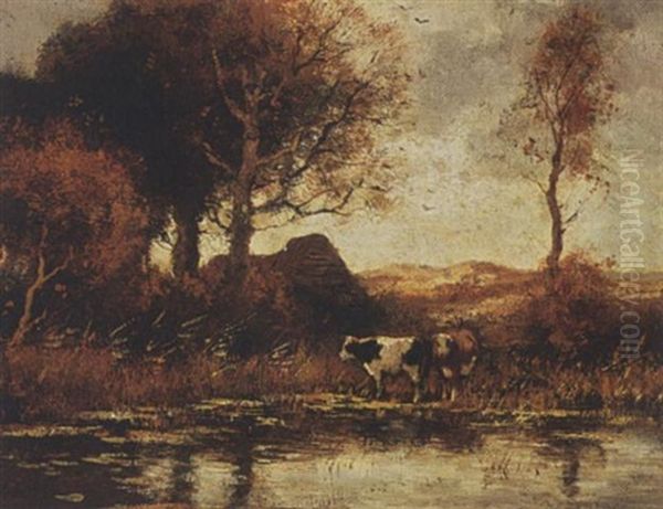 Cows In A Meadow Oil Painting by Theophile Emile Achille De Bock